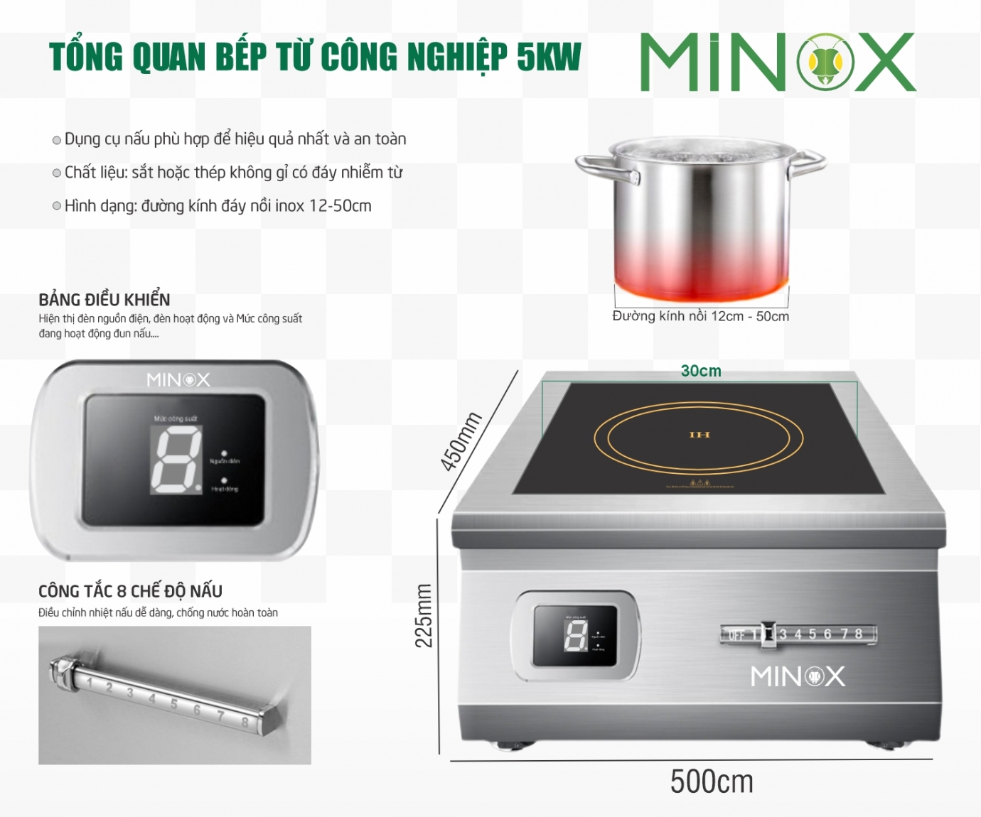 Bếp từ 5kw công nghiệp